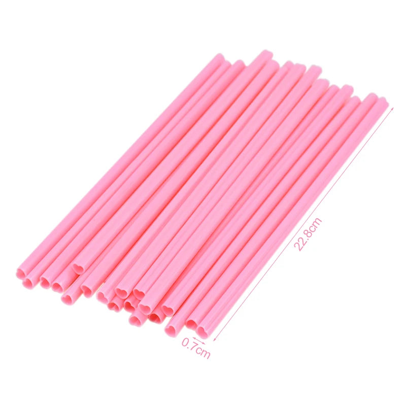 10/20pcs Pink Heart Disposable Drinking Straws Bridal Shower Wedding Birthday