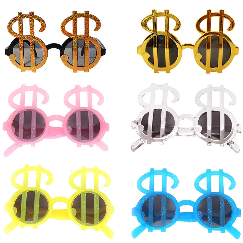 Gold Silver Dollar Sign Glasses Photobooth Birthday Decorations Birthday Party