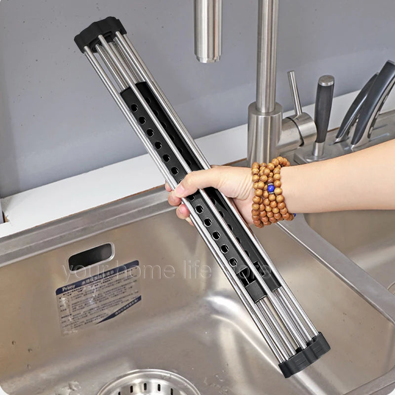 Kitchen Foldable dish drying Rack 304 Stainless Steel