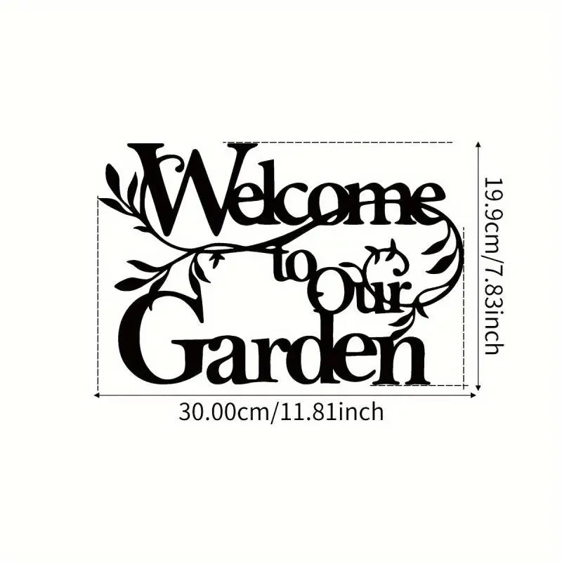Welcome To Our Garden Sign, Metal Garden Sign Decorative Wall Hanging