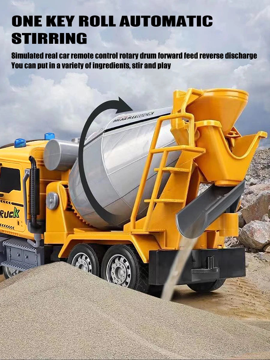 6-channel remote control engineering vehicle 2.4G rechargeable dump RC truck toy with light/sound effects, children's gift