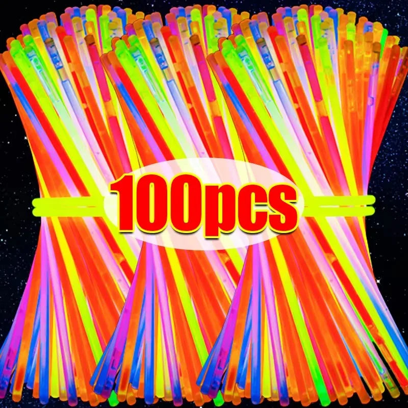 10/100Pcs Fluorescence Sticks Party Multicolor Glowing Stick Bright