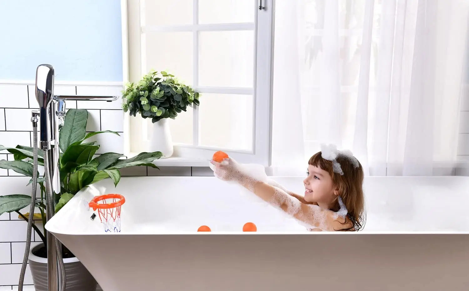 Bathroom Suction Cup Basketball Frame Playing Water Basketball Holder Indoor Mini Shooting Baby Kids Bath Toys