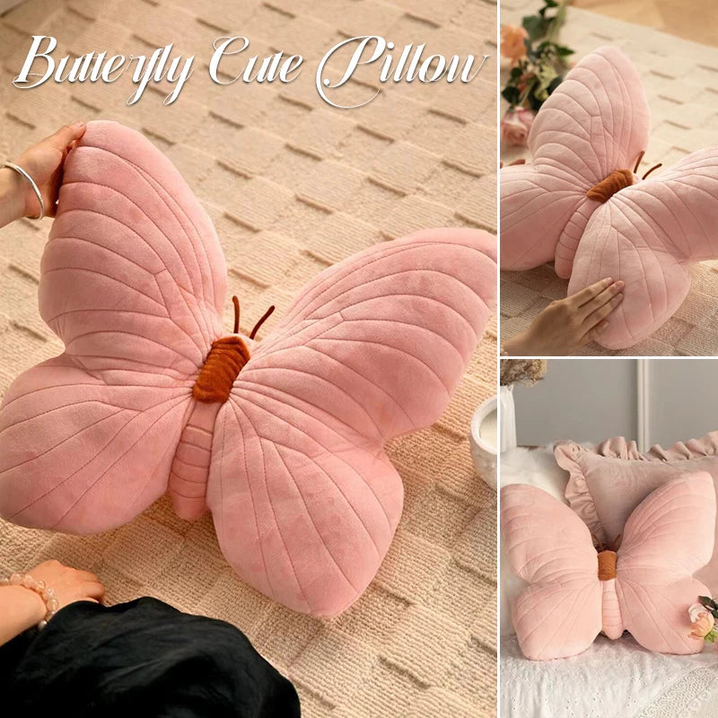 Butterfly Pillow Throwing Pad Short Plush Cushion
