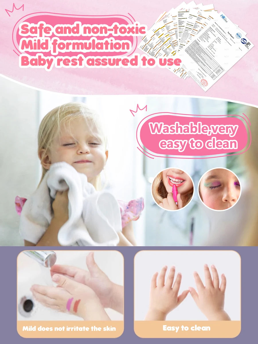 Shell Children's Makeup Bag Girl, Princess Truly Washable Pretending to Play with Cosmetics Set Toys, Non toxic and Safe