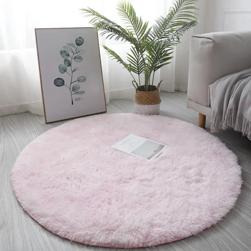 Super Soft Plush Round Rug Mat Fluffy White Carpets For Living Room Home Decor