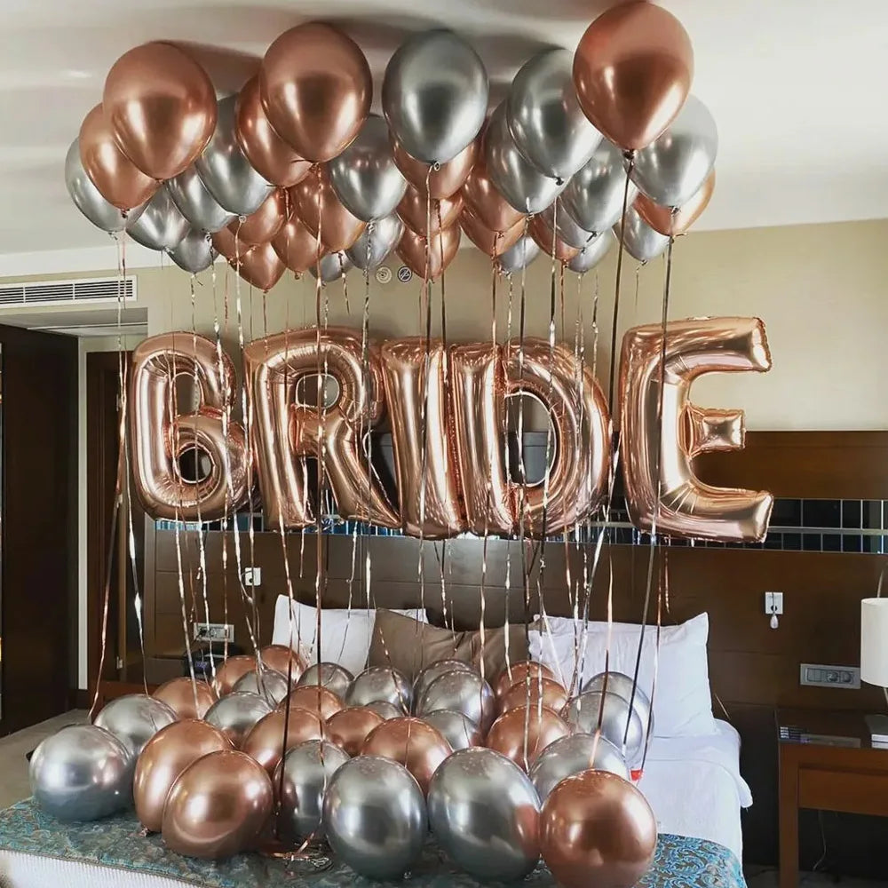 1set 32inch Rose Gold Bride To Be Letter Foil Balloon For Bachelorette Party