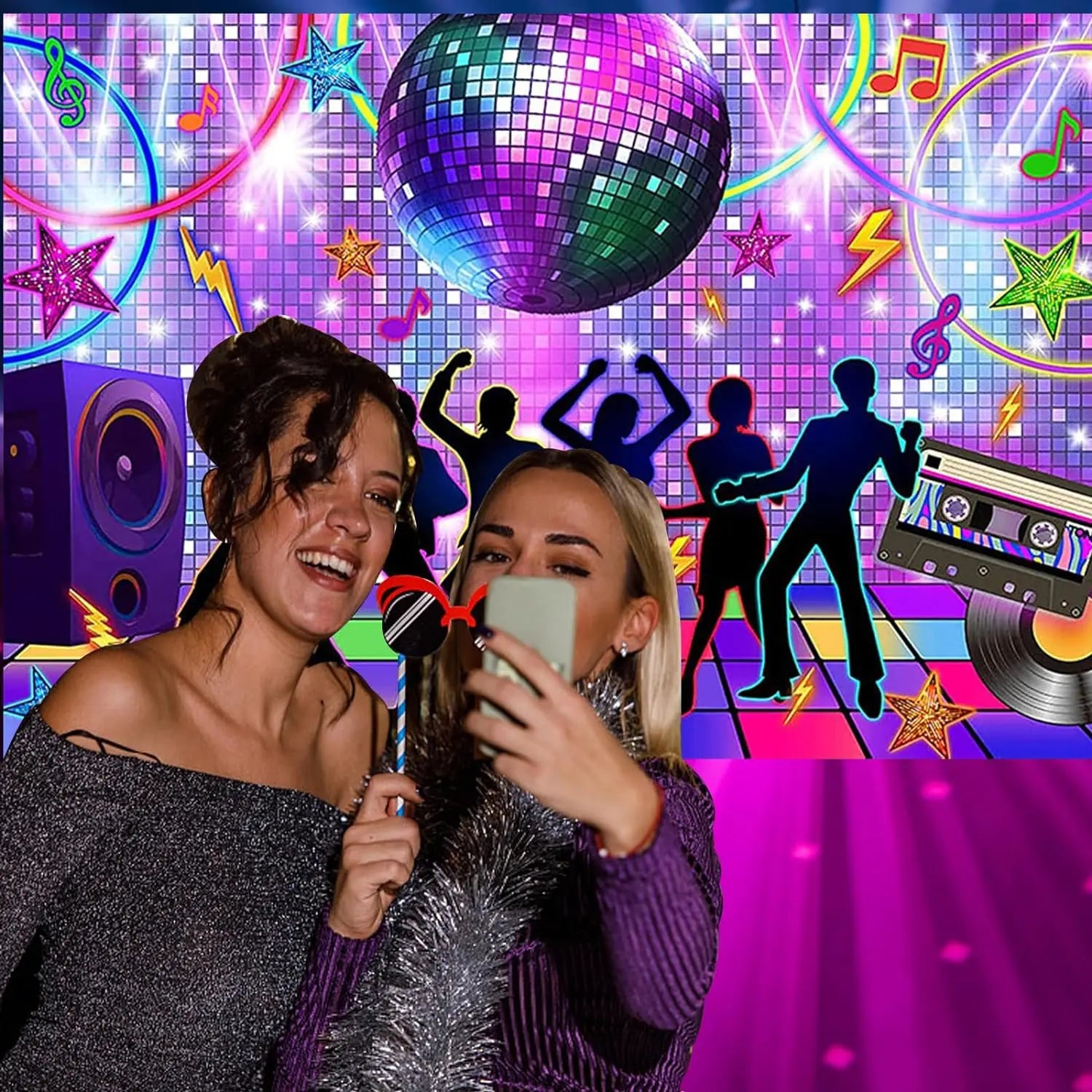 70s 80s 90s Disco Party Backdrop Retro Disco Birthday Photo Booth Background