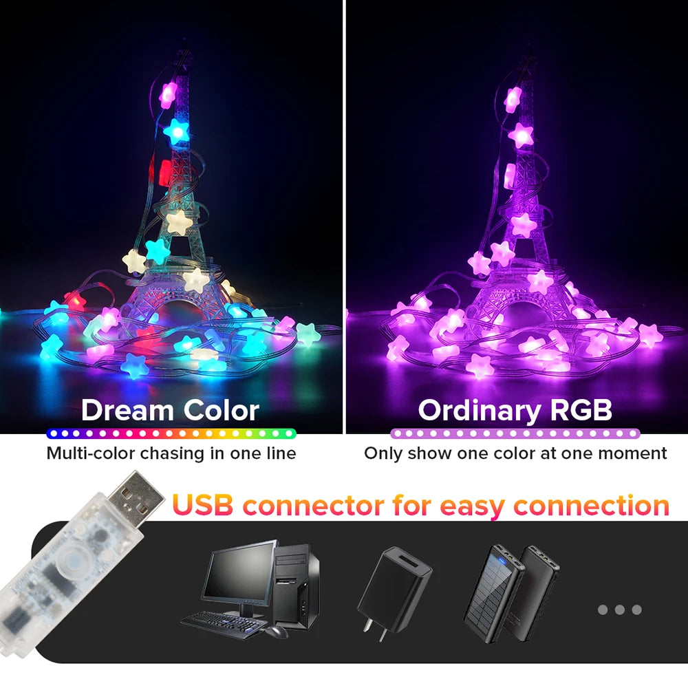 LED String RGB Dream Color Birthday Decoration Party Star
