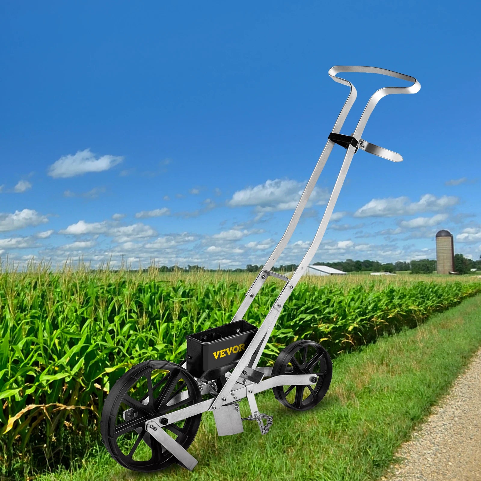 VEVOR Garden Seeder Walk-Behind Garden Push Seeder Manual Row Crop Planter Garden Lawn Spreader for Sowing Seed for Various Seed