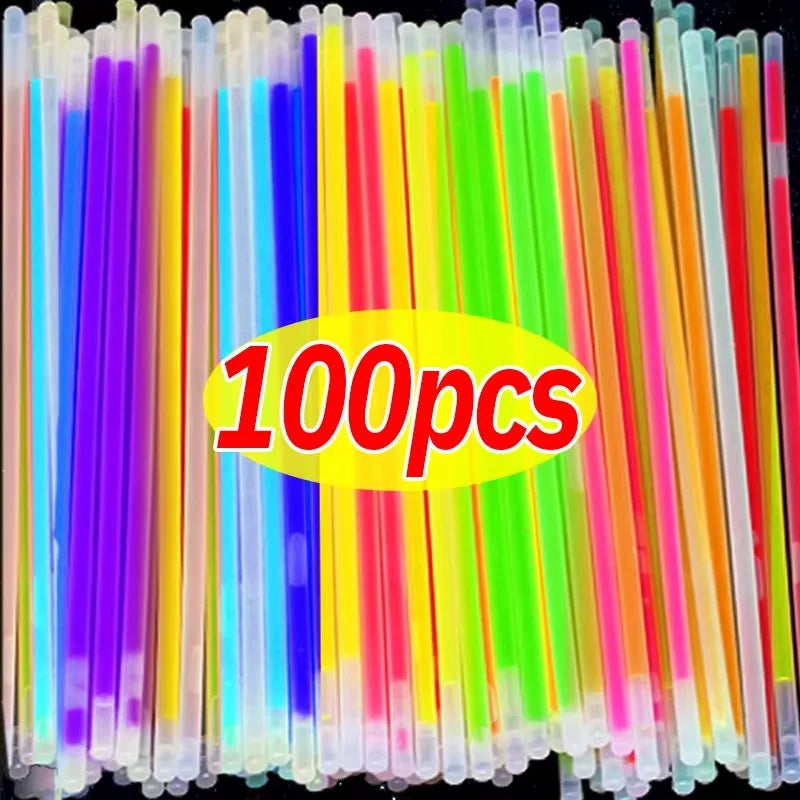 10/100Pcs Fluorescence Sticks Party Multicolor Glowing Stick Bright