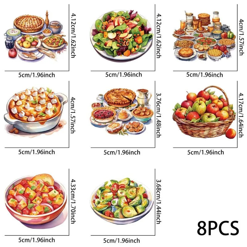 8pcs Cute Thanksgiving Cartoon Mirror Gift Sticker Wall Sticker Waterproof PVC Children's Room