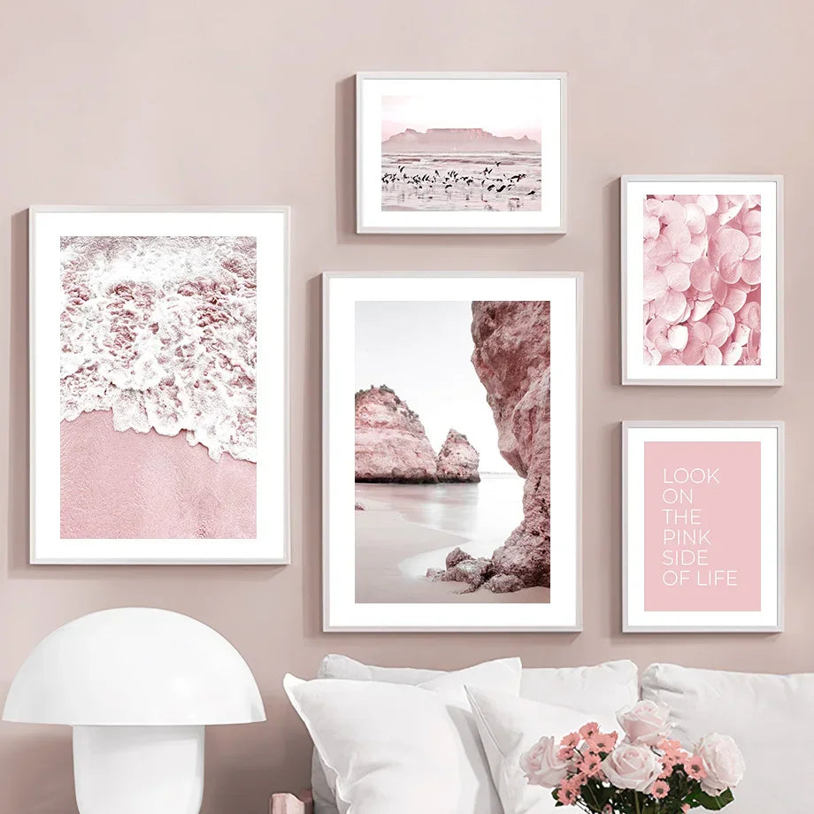 Beach Rock Bike Starfish Rose Flower Landscape Wall Art Canvas Painting