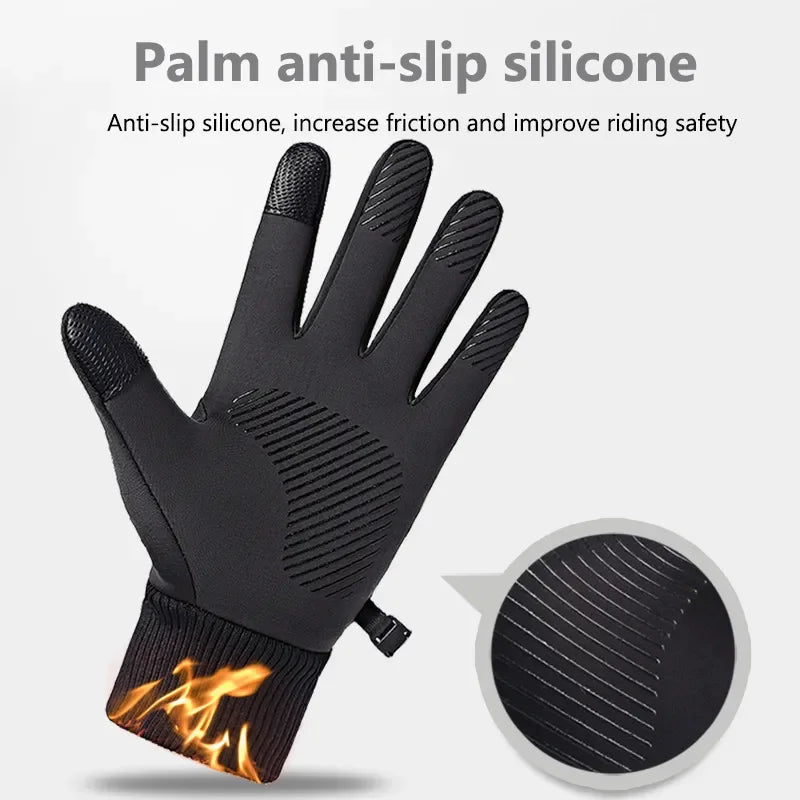 Winter Warm Full Fingers Waterproof Wind proof Cycling Outdoor Sports Fleece Gloves