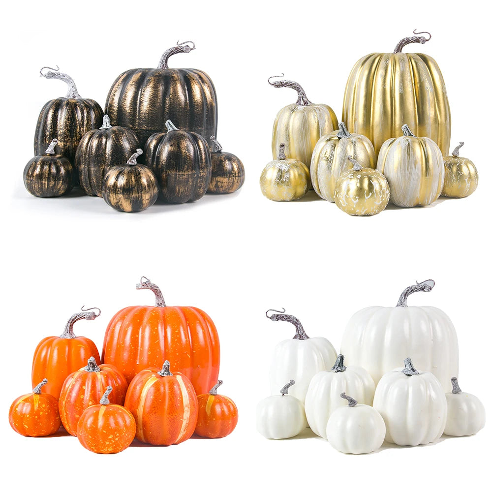 Thanksgiving Artificial Pumpkins Sets Assorted Big and Small Pumpkins