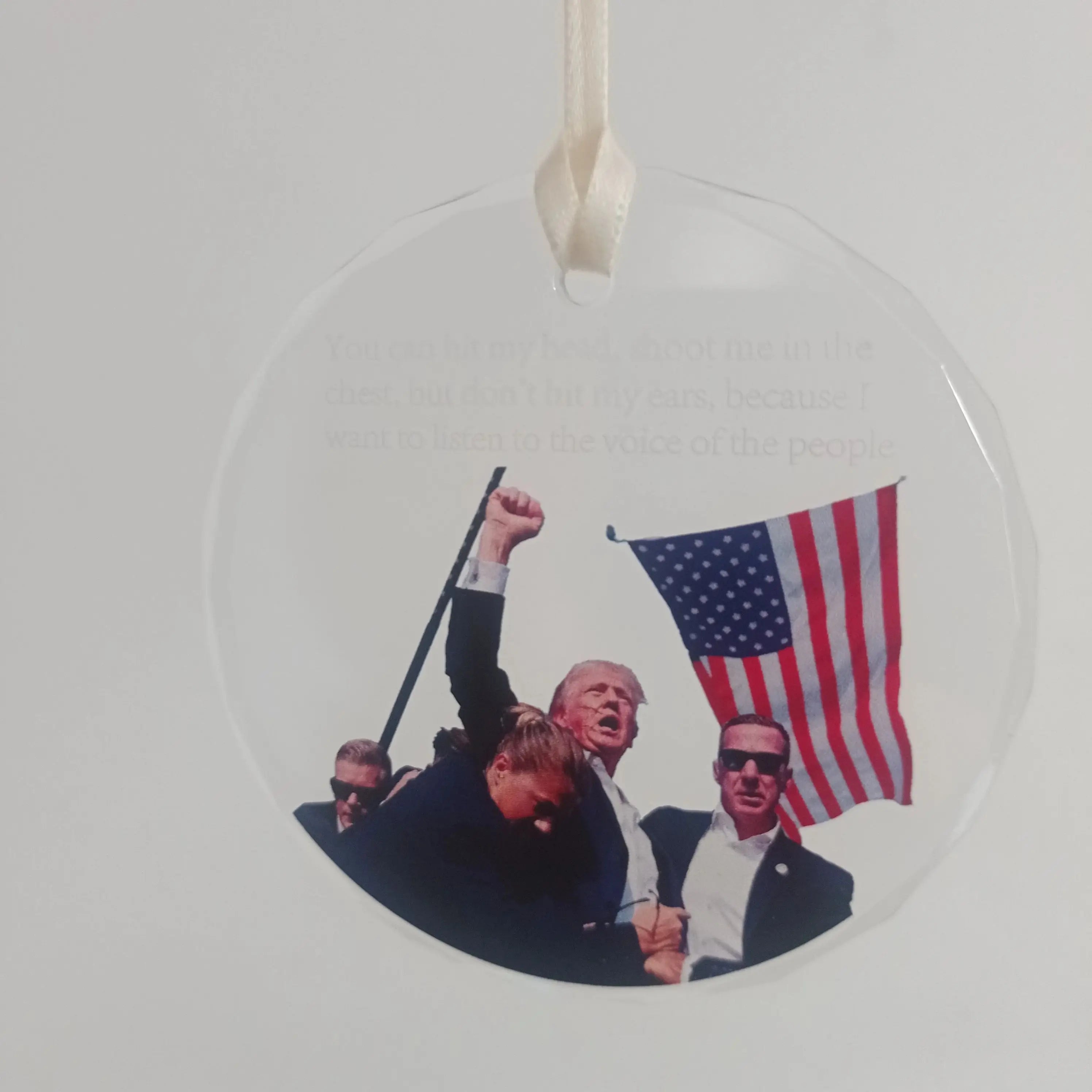 Trump Pendant, Fighting for Justice, Acrylic Car Pendant, Christmas Tree Ornaments