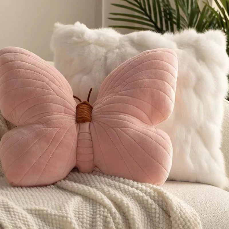 Butterfly Pillow Throwing Pad Short Plush Cushion