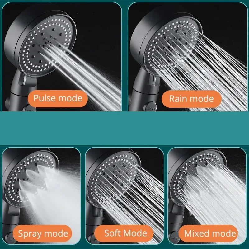 5 Modes Shower Head Adjustable High Pressure