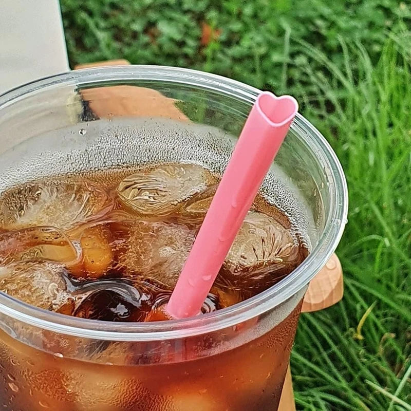 10/20pcs Pink Heart Disposable Drinking Straws Bridal Shower Wedding Birthday