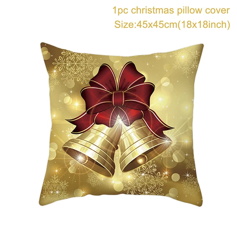 45cm Christmas Black Gold Cushion Cover Merry Christmas Decorations