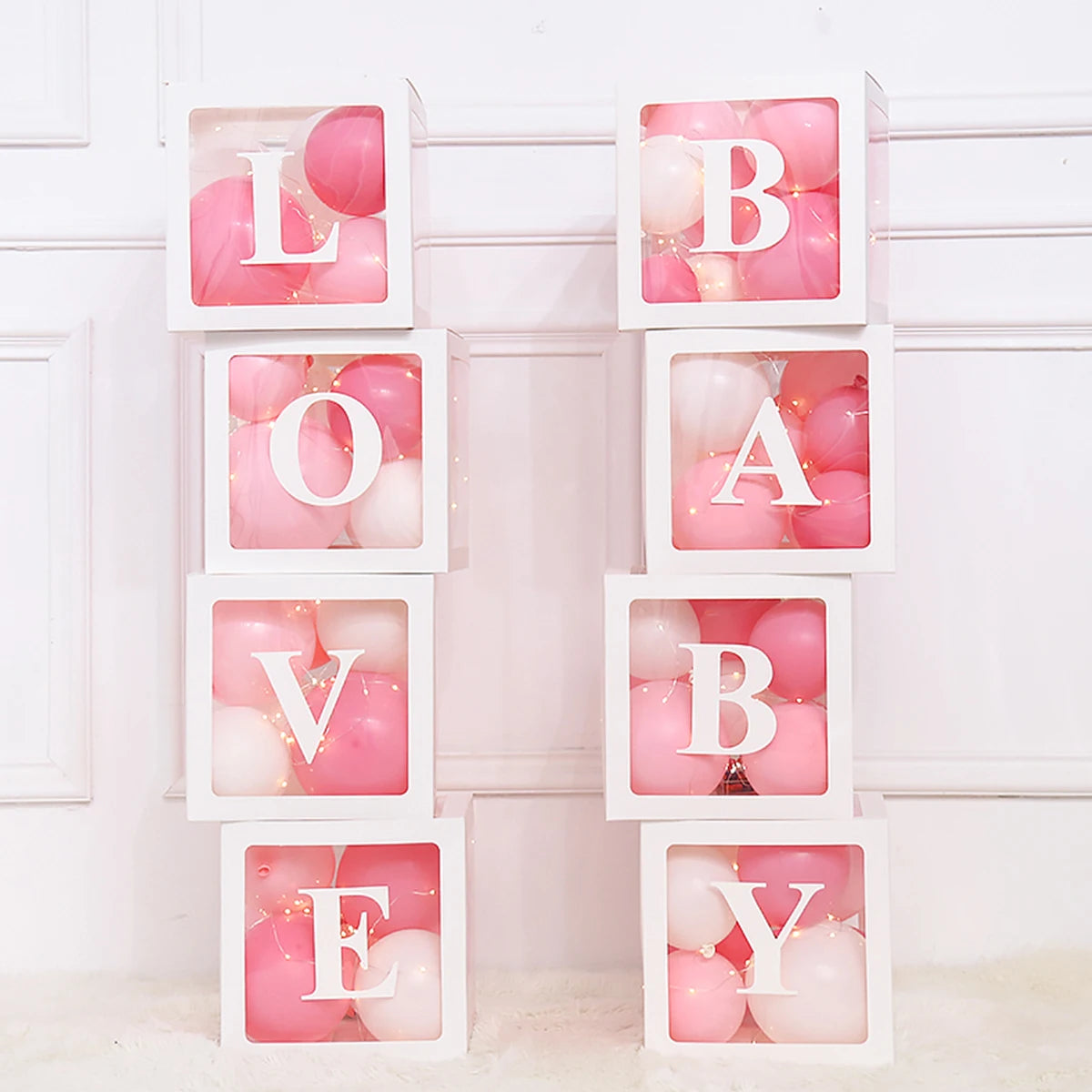 Transparent Letter Baby Shower Box Birthday Wedding Custom Name Balloon Box