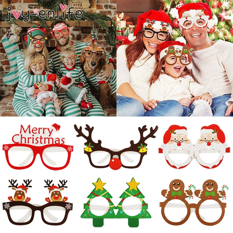 9pcs 2024 Christmas Glasses Santa Claus Snowman Snowflake Tree