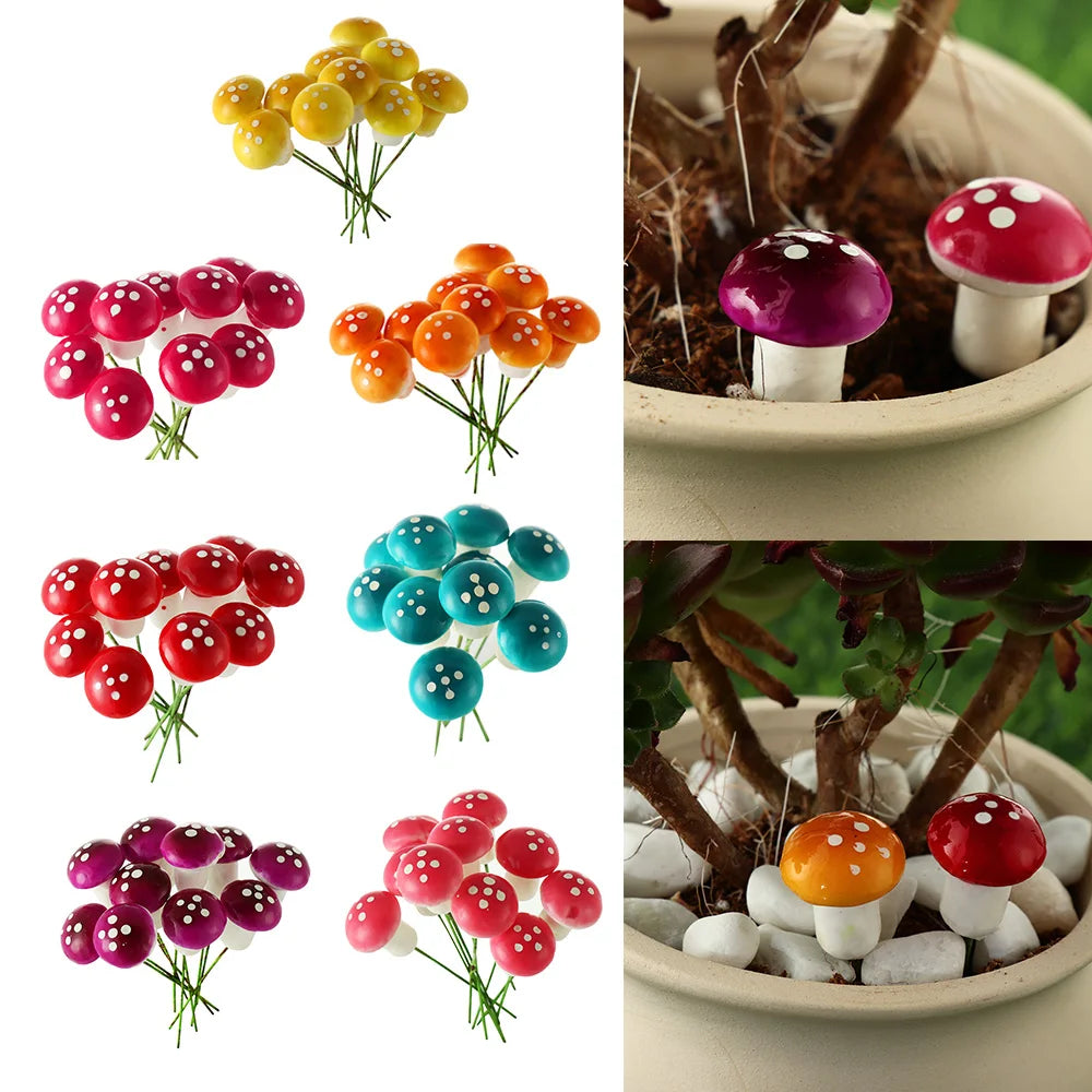 1/10Pcs Mini Mushroom Artificial Foam Potted Plants Decor