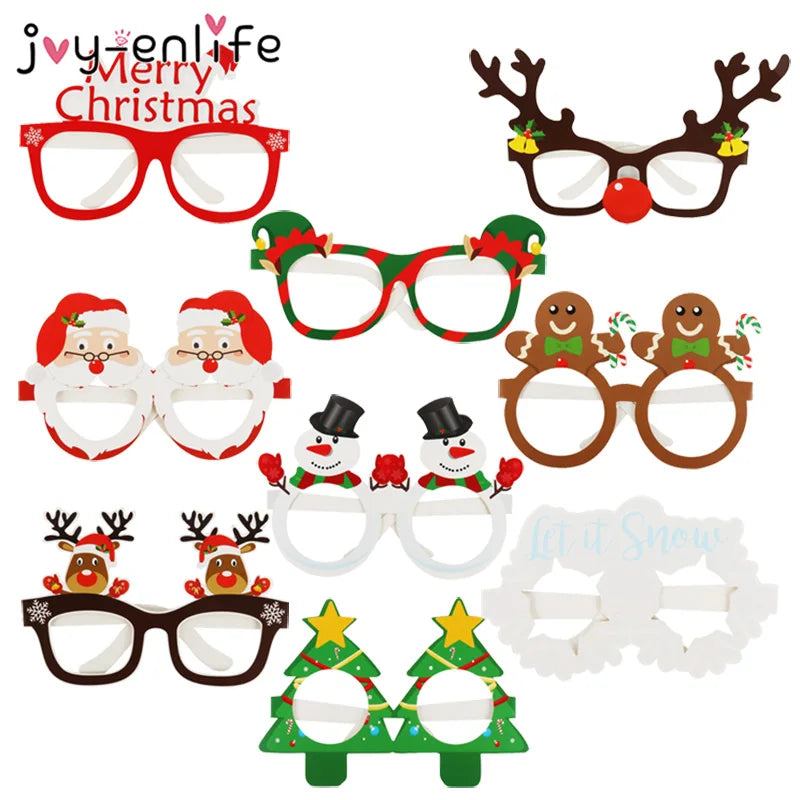 9pcs 2024 Christmas Glasses Santa Claus Snowman Snowflake Tree