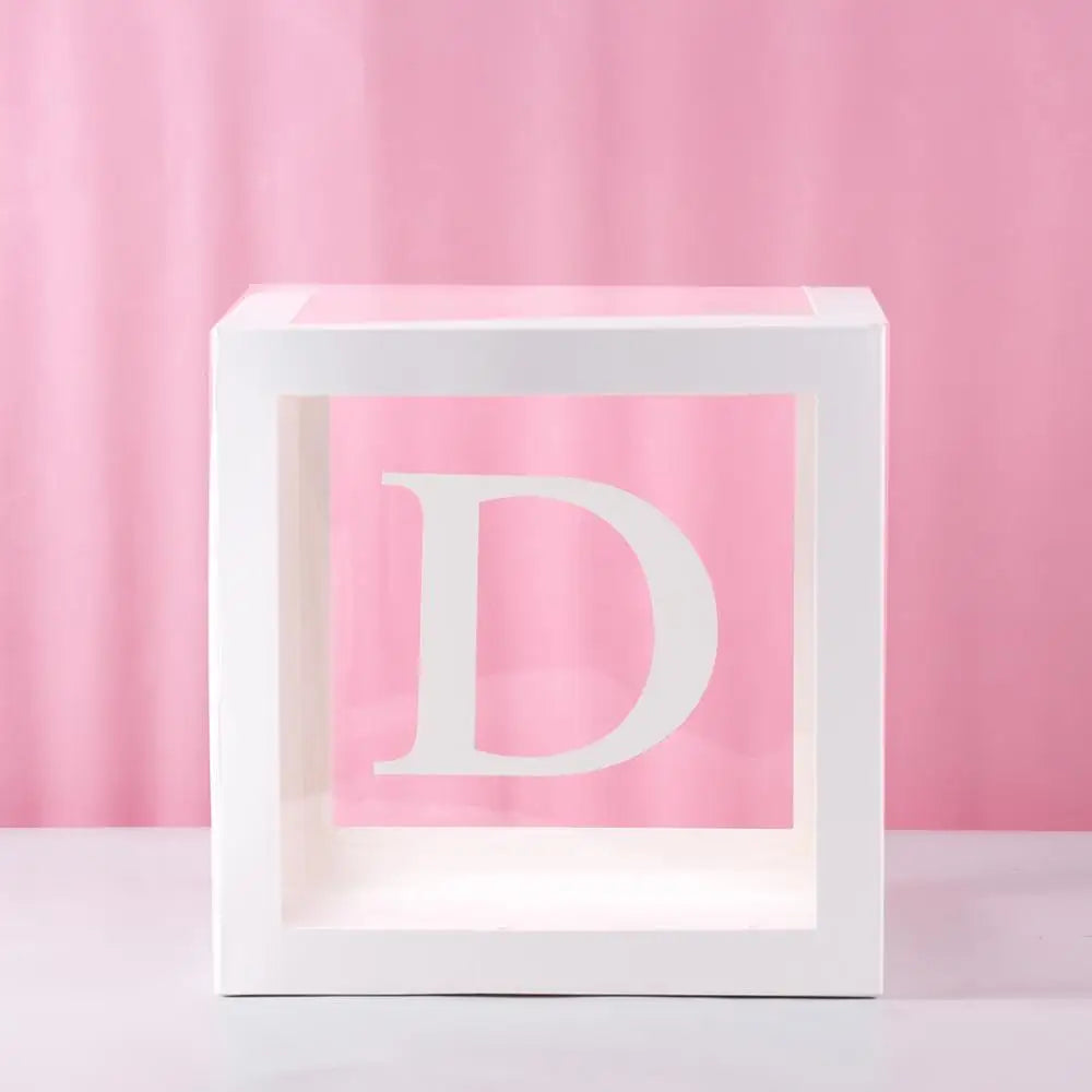 Transparent Letter Baby Shower Box Birthday Wedding Custom Name Balloon Box