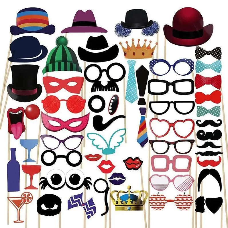 10-58pcs Fun Wedding Decoration Photo Booth Props DIY Mustache Lips Glasses Mask Photobooth Accessories