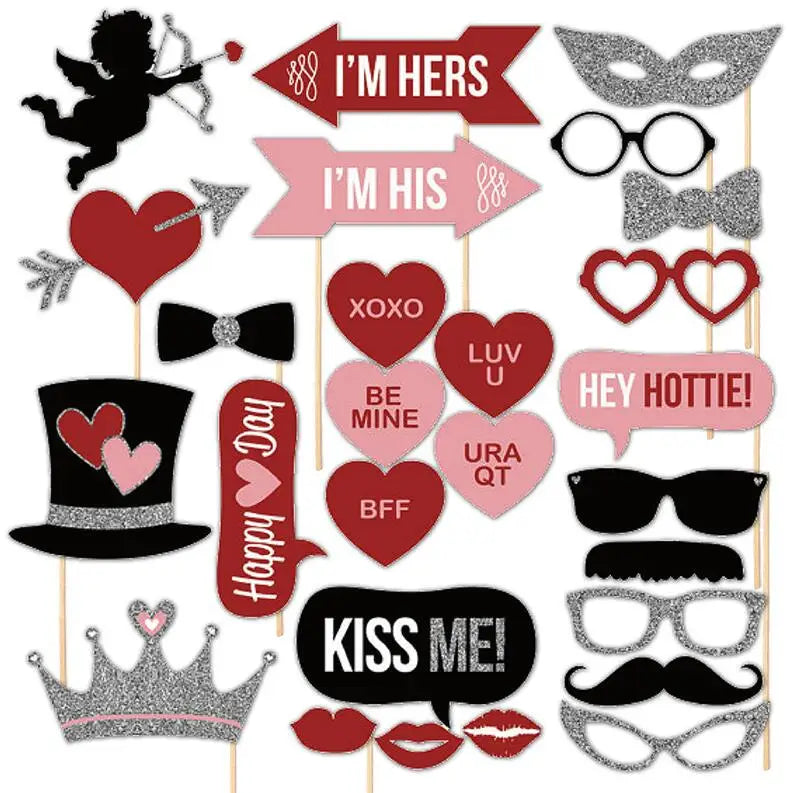 10-58pcs Fun Wedding Decoration Photo Booth Props DIY Mustache Lips Glasses Mask Photobooth Accessories