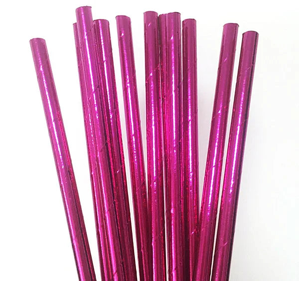 25pcs/lot Pink Paper Straws For Baby Shower Wedding Party Birthday Cupcake Flags Decoration