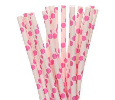 25pcs/lot Pink Paper Straws For Baby Shower Wedding Party Birthday Cupcake Flags Decoration