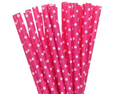 25pcs/lot Pink Paper Straws For Baby Shower Wedding Party Birthday Cupcake Flags Decoration