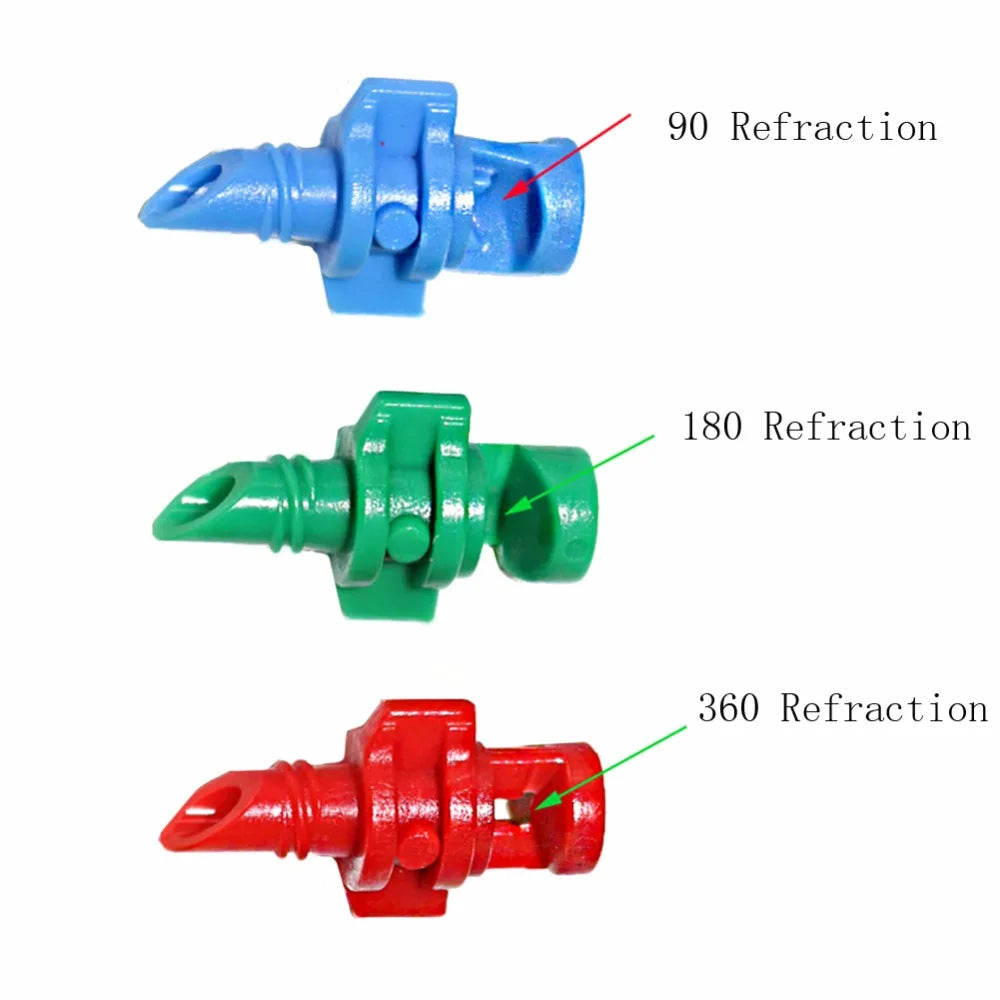 100Pcs 90°180°360°  Micro Nozzles Garden Greenhouse Drip Irrigation Sprinkler