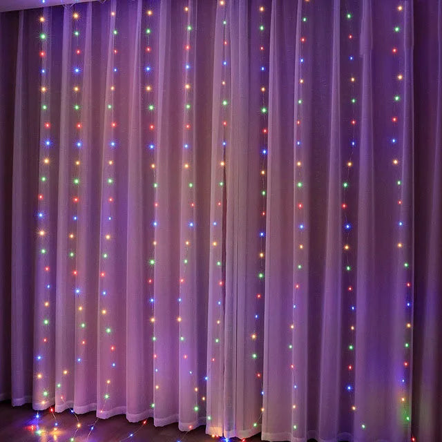 Christmas Lights Curtain Garland Merry Christmas Decorations