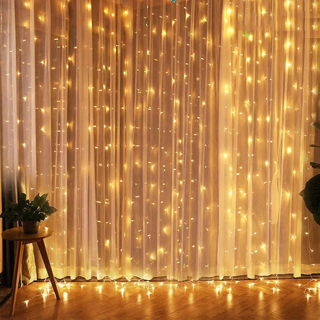 Christmas Lights Curtain Garland Merry Christmas Decorations