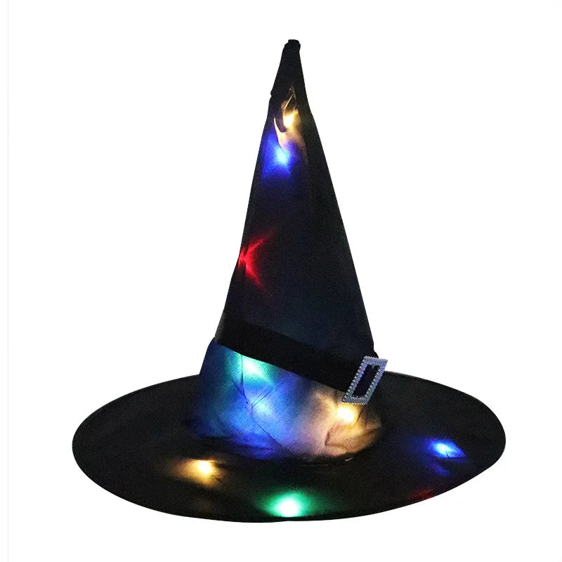 LED Lights Halloween Witch Hat For Kids Party Halloween Decoration Witch Hat  Decor Supplies Outdoor Tree Hanging Ornament