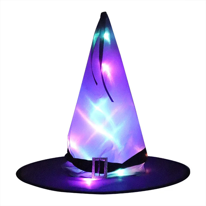 LED Lights Halloween Witch Hat For Kids Party Halloween Decoration Witch Hat  Decor Supplies Outdoor Tree Hanging Ornament