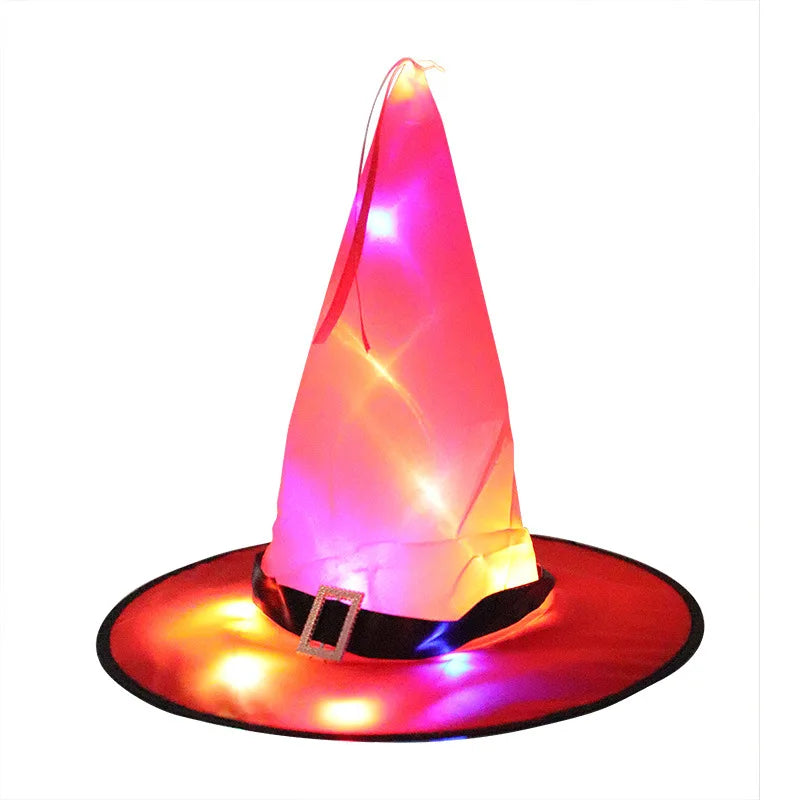 LED Lights Halloween Witch Hat For Kids Party Halloween Decoration Witch Hat  Decor Supplies Outdoor Tree Hanging Ornament