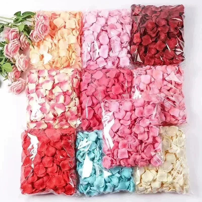 5000/100pcs Artificial Fake Rose Petals Red Colorful Simulation Silk Roses Petal for Valentines Day Wedding Party