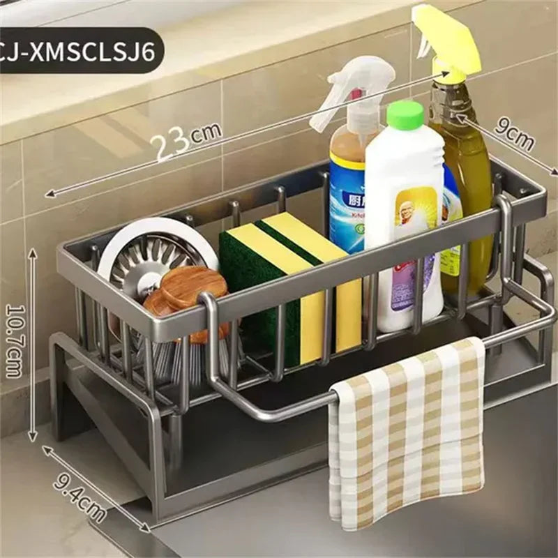 Sink Drain Rack Plastic Sponge Holder Faucet Storage Soap Drainer Towel Rack Shelf Organizer