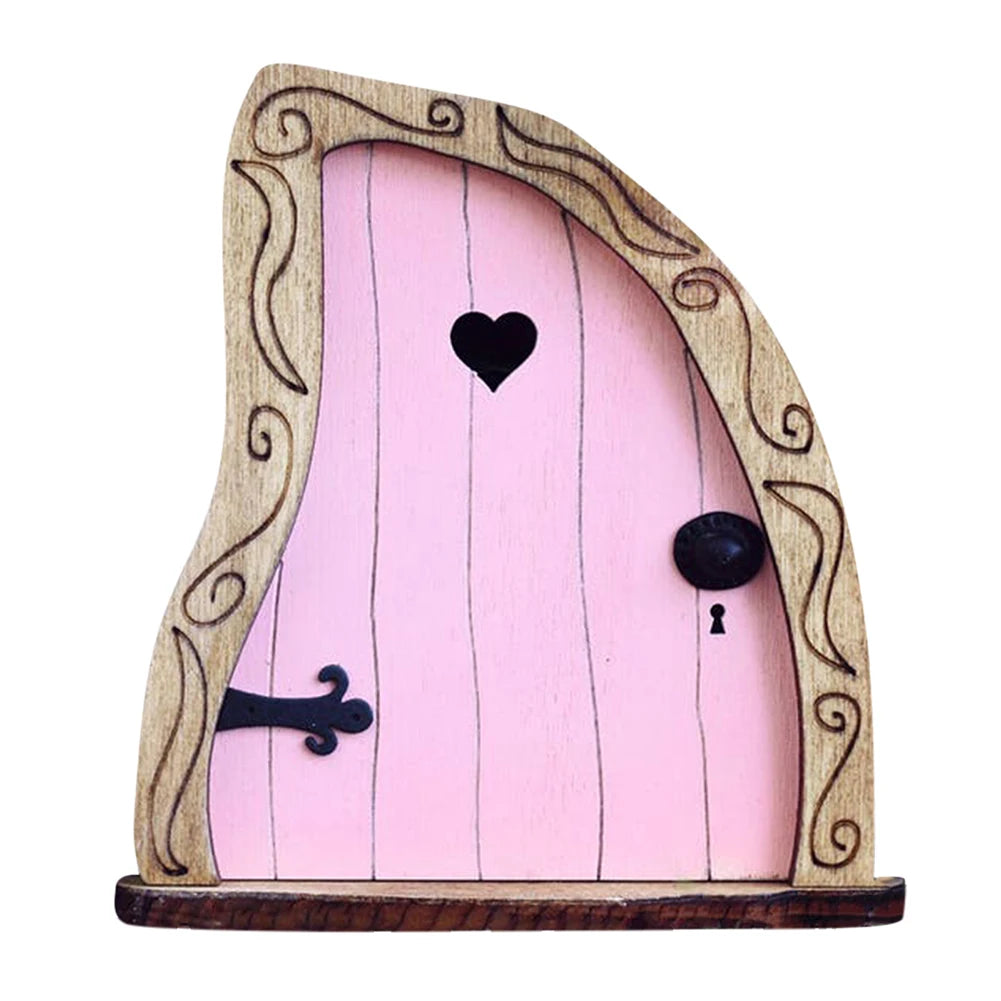 Wood Miniature Fairy Gnome Window Door Elf Home Creative Tree Door