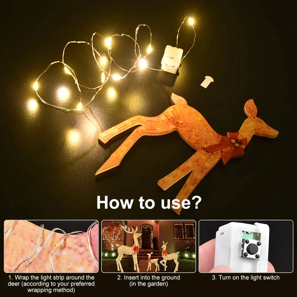 3Pcs Christmas Deer Decoration Light LED Reindeer