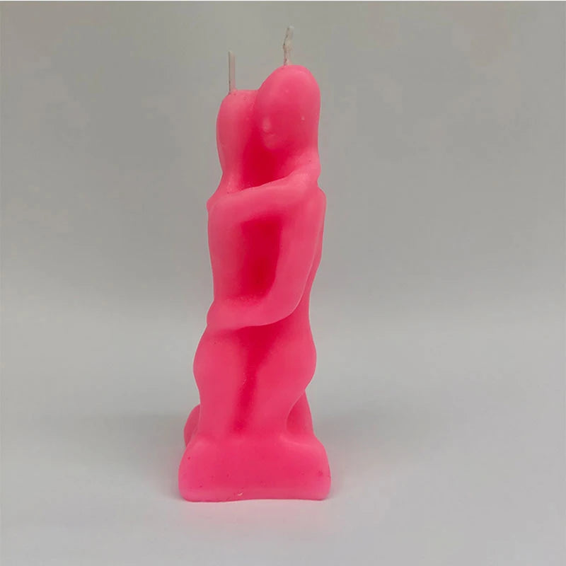 Male And Female Couple Embracing Candles Decoration Lovers Couple Candle Love Ritual Fall In Love With Me Spell, Red, Pink