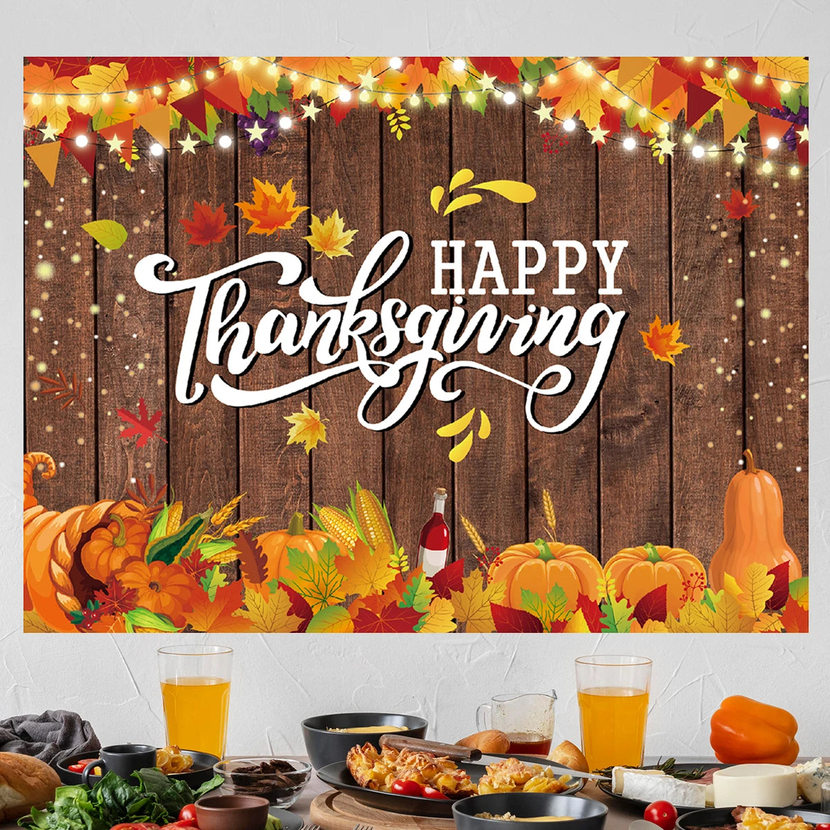 Autumn Thanksgiving Day Party Background Decoration Banner Autumn Fall Children Portrait Photography Photocall Backdrop Prop