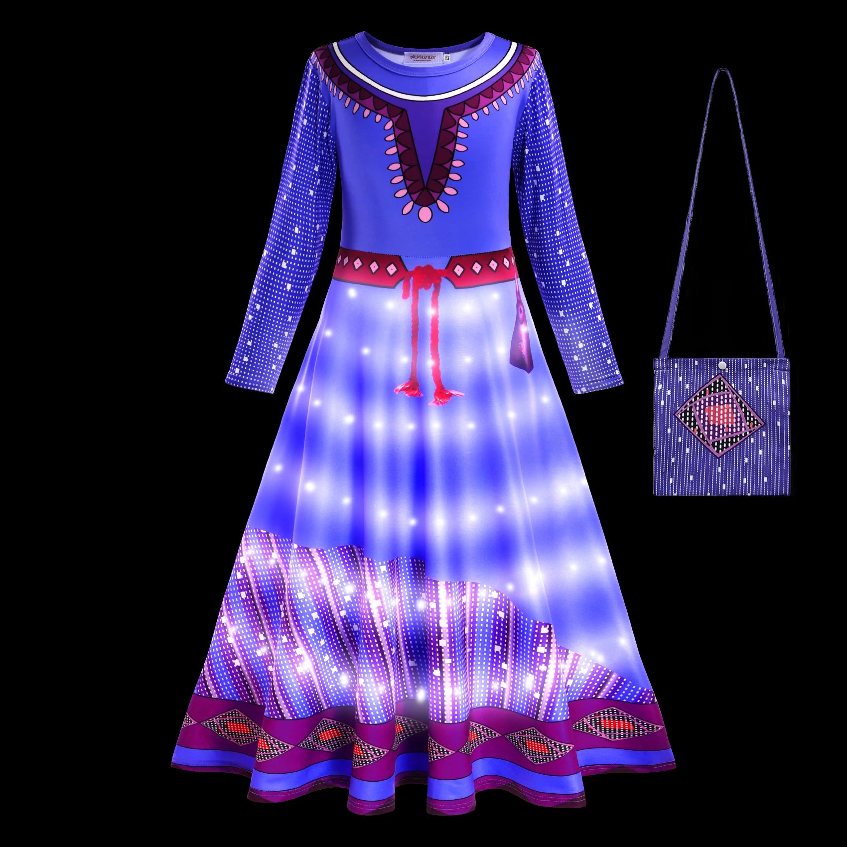 Disney New Movie Wish Asha Kids Halloween Cosplay Girls Princess LED Light Up Dress Masquerade Party Clothes