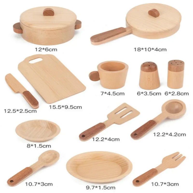 Kids Wooden Kitchen Toy Children's Simulation Kitchenware Miniature Pretend Play House Educational Toys Baby Christmas Gifts