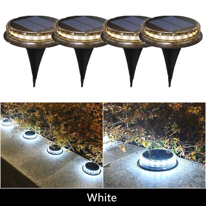 Solar LED Power Disk Light Outdoor Garden IP65 Waterproof for Ground Garden Lawn Pathway Patio Landscape Decoration