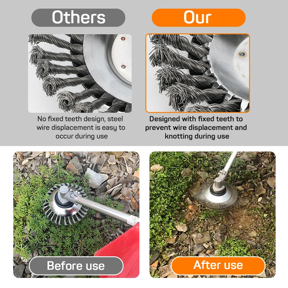 New Upgrade 6 Inch Steel Wire Wheel Brush Disc Weed Brush Cutter Head Garden Lawn Mower Universal Grass Trimmer Head Cutter Tool